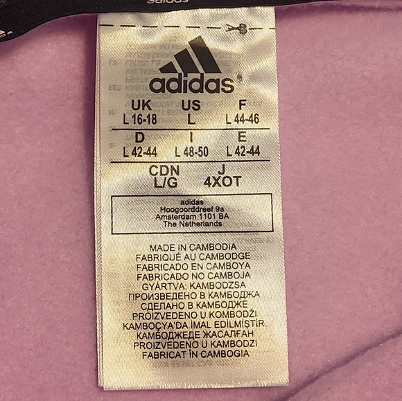 Adidas Women’s Pullover Sweatshirt Pink White Striped Size Large B38 - Picture 3 of 7